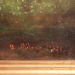 Antique Italian painting oil on canvas signed artwork bucolic landscape 800