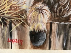 9 x 12 Framed Acrylic and Pen Painting on Canvas Board……“Spring Burro“