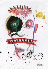 Original Ink Portrait Painting A4 Mixed Media Neo-Expressionism Signed COA #39