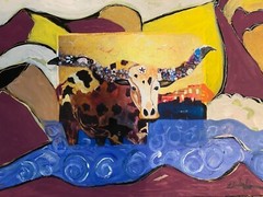 „Longhorn Land! Original mixed media painting- 16 by 20 inches