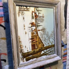 Vintage R. Smith Colonial Country Americana Oil Painting
