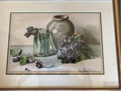 Original Framed ‚Blue Hydrangea Arrangement‘ by Frieda Voelter Redmond 1857-1939