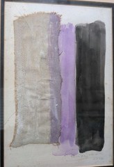 Vintage Abstract paint and texture purple stripes (2004) framed (18″ x 14″) #ART