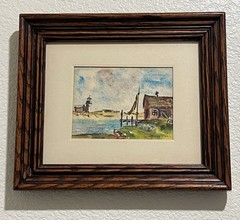 Harry Hall Original Watercolor Painting Cape Cod Lighthouse / Shoreline