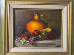 W Edward „Tabletop Still Life Scene“ Oil Painting – Signed And Framed