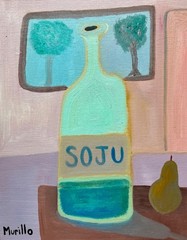 Original Murillo Painting | Soju and Pear | 11×14″ | Oil on Board | Signed