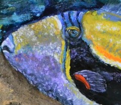 SALE HUMMER FISH original oil painting ocean/sea life/underwater/coral reef/art