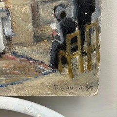 Classic Church Interior Oil Painting „Altar Priests“ Refined Small Artwork