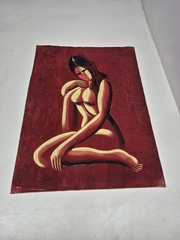 ART Vintage Woman Velvet Painting 21 x 15