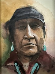 Richard Gorman Signed Original Watercolor And Gouache Painting Unframed 3”x4.5”