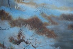 Winter landscape icy day Pelhö signed snow frost evening mood