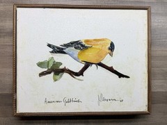 Pair Canvas Art reproduction- Birds, Signed By Artist. (B2?)