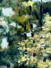 Michael Chausovsky „Park In Plano“ lPrinted Signed giclee CANVAS 24X20 Nature