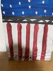 RA Miller Folk Art Metal Cut Out Painting Red White And Blue