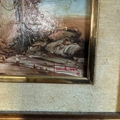 Ernesto Scudiero The Fishermen Original Oil Painting Italian Art Framed COA