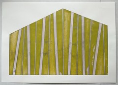 Original Signed Minimalist Hard Edge Geometric Abstract Painting Chartreuse