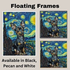 Chihuahua Dog Starry Night Dog Art Print Flat Rolled, Framed or Wrapped Canvas