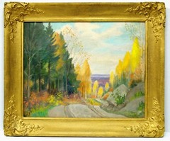 „AUTUMN ROAD near OTTAWA“ – TOM STONE, OSA (1894-1978) – Oil