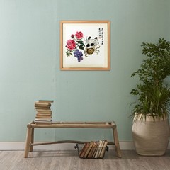Original Chinese Ink Painting Peonies Grapes & Crabs 13in Signed Asian Art