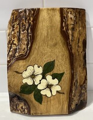 Vintage Hand Painted Flowers Myrtlewood Hanging Wall Plaque Decor MCM 8”