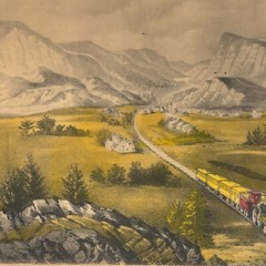 Currier & Ives Vtg Matted Lithograph . THE GREAT WEST Ultra Classic – No Frame
