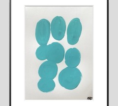 PDQ Artist Original Painting Organic Shapes Teal Abstract Acrylic 15×11 Paper