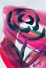 GUAJARDO Original Expressionism Rose Love 9X6 Paper Signed Art