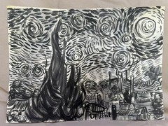 VINCENT VAN GOGH drawing and painting on old paper signed stamped vintage