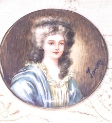 Miniature Portrait Lady Hand Painted Civil War Period Brooch Victorian Brooch
