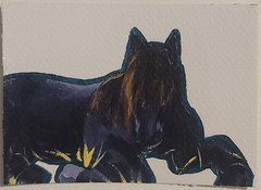 ACEO Original Abstract Animal Horse Mini Art Painting Farm Animals
