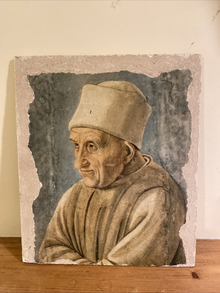 Vintage Fresco Art Repro Painting Filippo Lippi Old Man Portrait Firenze Italy