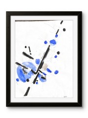 Elegant Abstract Painting Simple Forms Contemporary Blue Art 11×14 on Paper
