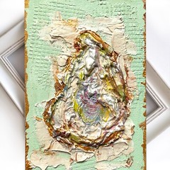 Volume Oysters-2 Texture Paste Impasto Oil Painting Original Wall Art 6x4in
