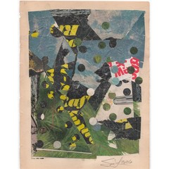 Original Mixed Media Modern Art Collage „Hamose“ 5.75×7.5″ Signed