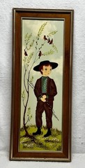 Mid Century Vtg Signed Lola Cabot Amish Boy Art Print Turner Wall Art 27” X 11”