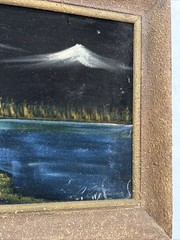 Black Velvet Horses Mare Colt Wood Framed Painting Signed 23 X14 Vintage 70’s
