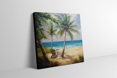 Beach Oil Painting Ocean Sunset Art Square Canvas Hawaii Theme High Quality