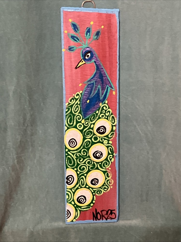 Original NOR Mermaid Paintings Florida Folk Art On Wood – Peacock Rose Pink