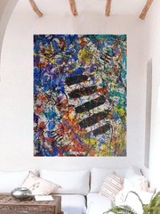 Jackson Pollock Style Giant Canvas Painting 84”X62” (7 Foot) Abstract Modern XL