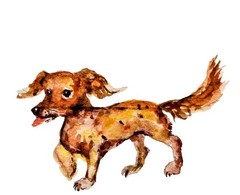 Small Dog art,original Watercolor painting home design,dog lover best gift 4×3.5