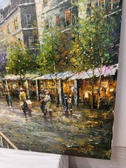 Original Oil Painting French Street Scene Signed W. Matthews