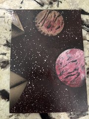 A Spray Painted Artwork On A 5 “x 7” 5mm