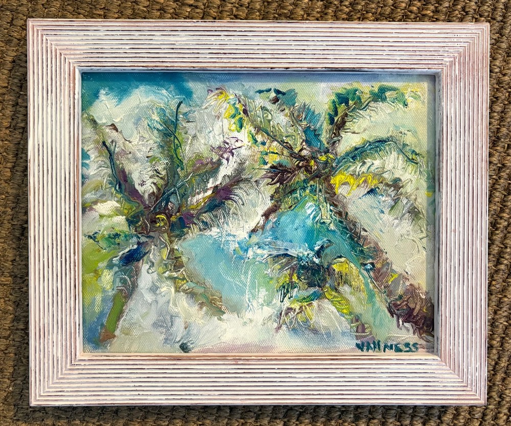 Palm Trees, Original Oil Painting, Beach Home Decor, Coastal Art