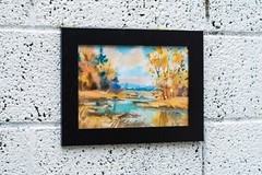 Watercolor landscape, A4, professional artwork, color image, beauty in nature,