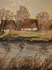 Original Oil Painting Landscape 1985 Signed By A. Kaeding 31x37cm Vintage