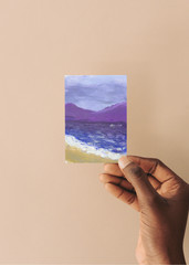 ACEO / ATC Teal Aqua Waves Seascape Ocean Oil Pastel Original Art SaraClaireArt