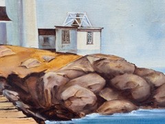 EASTERN POINT LIGHTHOUSE ORIGINAL OIL PAINTING GLOUCESTER MASSACHUSETTS MA 01930
