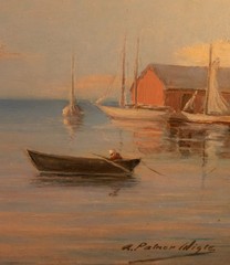 Archie Palmer Wigle -Canadian/American – 1881–1963 Harbor Scene – Oil on Board