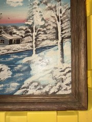 R Hart, Blind artist, oil painting, Bridge Street Phoenixville Country Scene