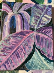Purple Garden | Small Impressionism Tropical Jungle Painting K C Jones Art